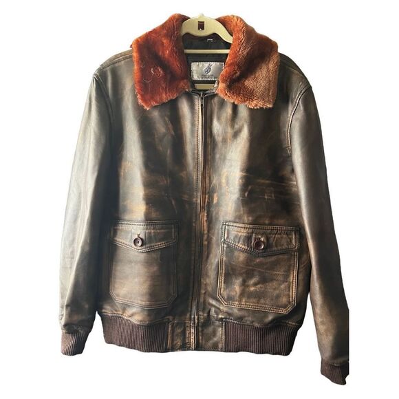 The leather Gem Other - The leather Gem G-1 Aviator A-2 Bomber Brown Navy Flight Jacket 2X
